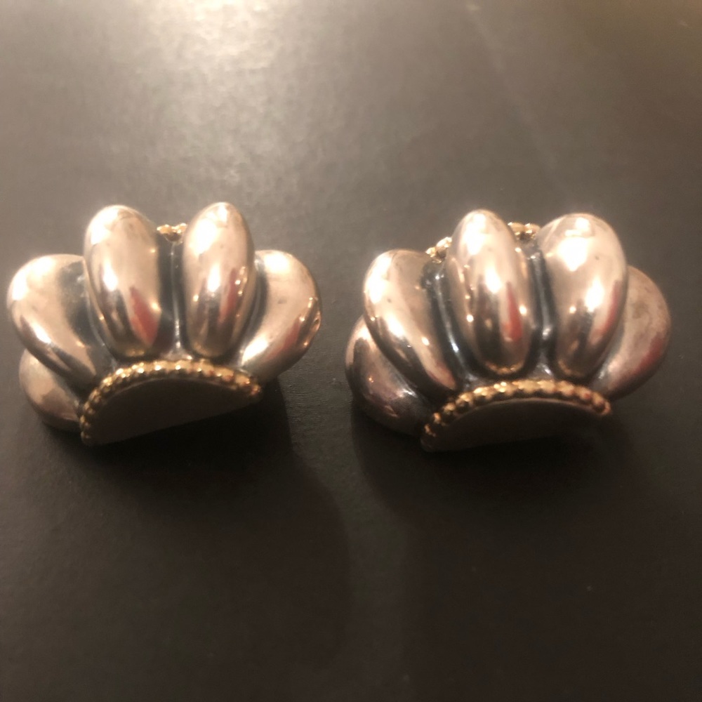 Pre-owned Lagos Caviar 925 Sterling Silver and 18K Gold Shrimp - Large Size